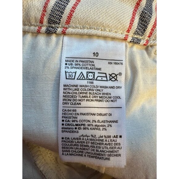 Old Navy American Denim Cuffed Shorts 5 Pkt Cream Gray Red stripe Size 10 July 4 - Picture 8 of 8